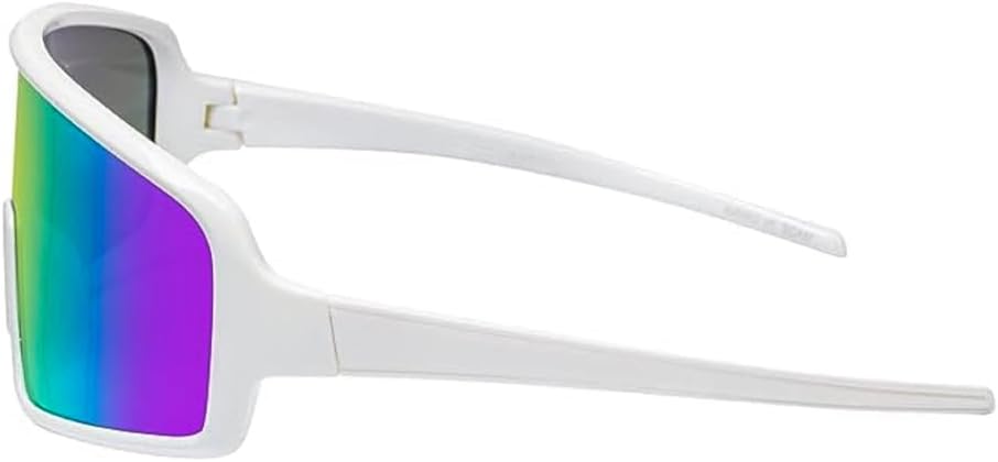 White Shield Oversized Wraparound Sports Sunglasses for Men Women Outdoor One Piece Rave Mirrored Reflective 80's 90's Visor Mirror Sport Glasses - Image 4