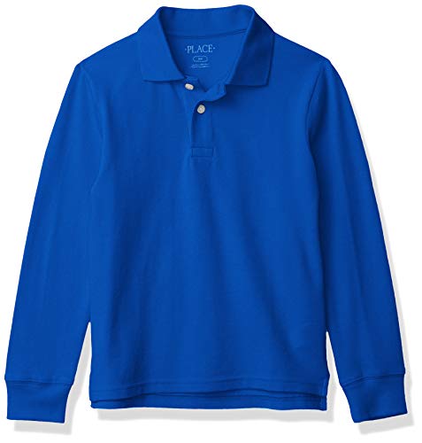 The Children's Place boys Uniform Long Sleeve Pique Polo Shirt, Renew Blue, 10 12 US