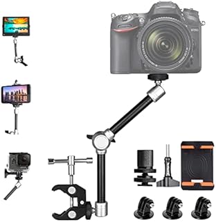 11" Heavy Duty Adjustable Robust Double Ball Head Articulating Friction Magic Arm w/ Non-scratch Fix Clamp Holder Mounts Kit for Gopro Hero 11 DSLR Mirrorless Time Lapse Camera Camcorder Smartphone