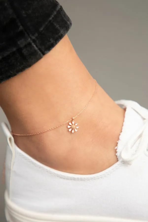 Tobillera margarita Einzelstück de plata ajustable para mujer 2