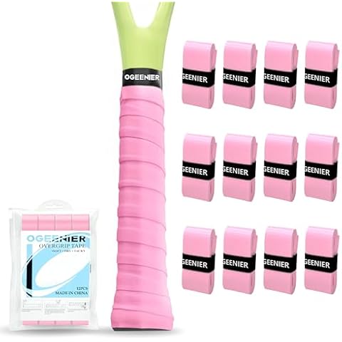 OGEENIER Tennis Racket Grip Tape, 12 Pack, Absorbent and Anti-Slip Tennis Overgrip, Precut Soft Pickleball Paddle/Badminton Wrap Grips Tape Cover