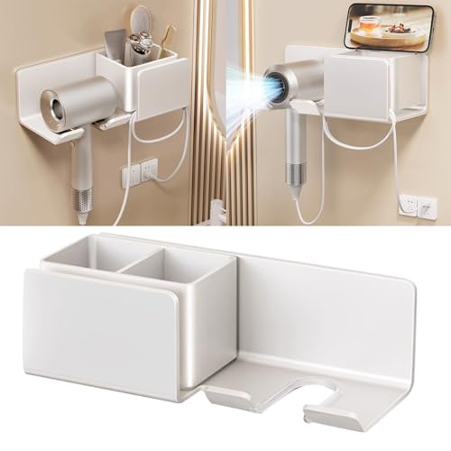Support robuste 3 en 1 pour sèche-cheveux avec gestion des câbles et rangement durable