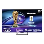 Hisense 55E8Q 55 Pouces (139 cm) - Téléviseur 4K Mini-LED QLED, Dalle 144Hz Native, Dolby Vision IQ & Atmos, Mode Jeu Pro, Smart TV Vidaa