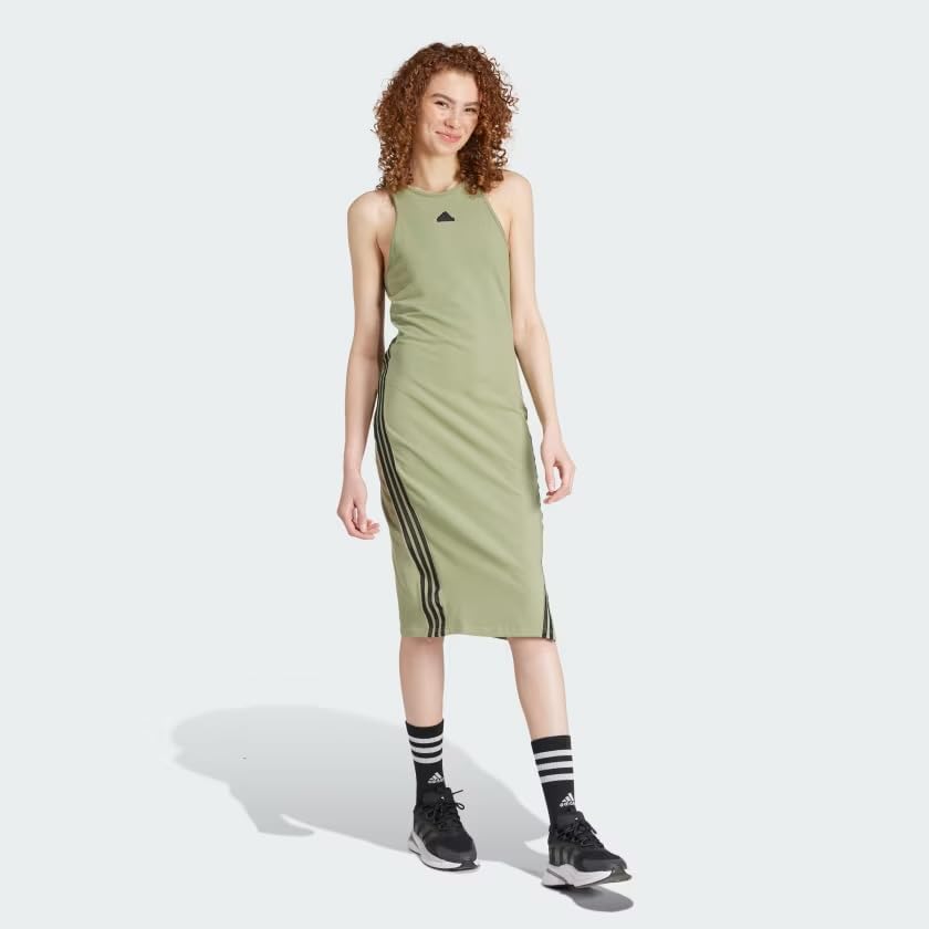 adidas Women's Future Icons 3-Stripes Dress, Tent Green, Small - Image 2