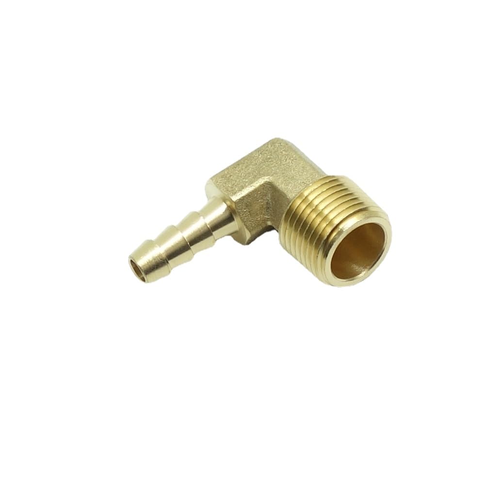 CDQBWKJGFJ 1 Piece Brass Hose Barb Fitting 90 Degree Elbow Adapter 1/4" Barb x 3/8 NPT Male Pipe