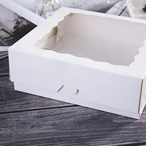 image for [25pcs]10inch White Bakery Boxes,ONE MORE Large Pie Boxes with PVC Win
