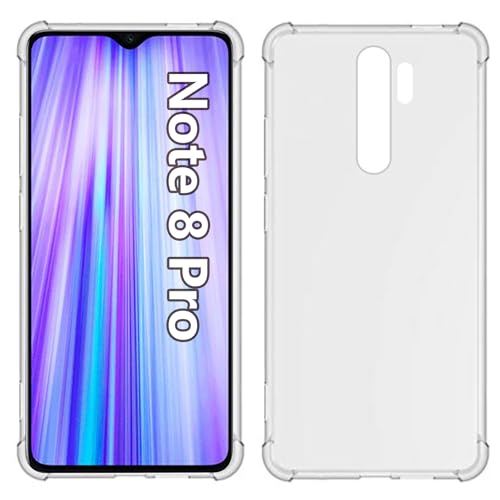 USTIYA Case for Xiaomi Mi Redmi Note 8 Pro Clear Crystal TPU Four Corners Bumper Protect Camera Protective Cover Transparent Soft Phone Case