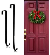 Lishang Schwarz Türhaken für Weihnachtskranz Tür Kranz Aufhänger Türhaken Lang Metall Türhänger H...