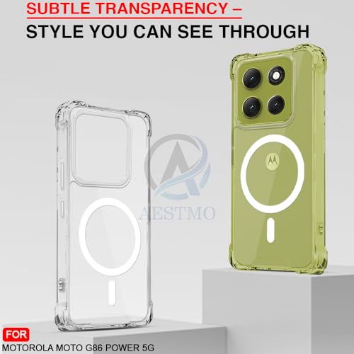 Image of AESTMO Clear Back Cover for Moto G86 Power 5G | 360 Protection | Transparent Back Cover for Moto G86 Power 5G (PC + TPU, Compatible with MagSafe Accessories, Transparent Bumper)