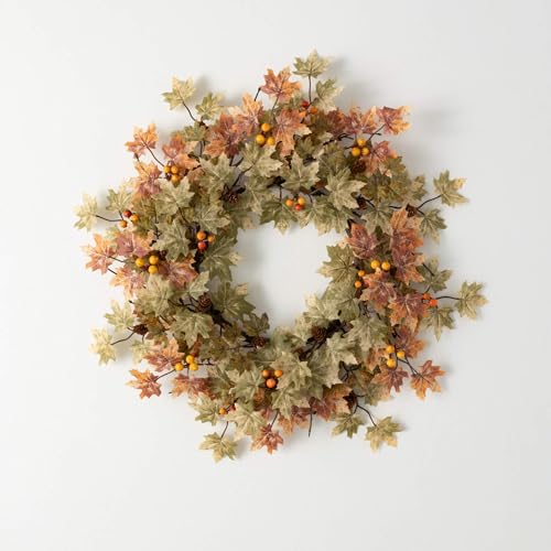 Sullivans 20.5" Maple Leaf Wreath, Fall Wreath for Front Door