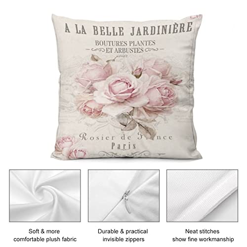 Nebra French Shabby Chic Throw Pillow Covers Cozy Square Throw Pillow Case Home Decorative For Bed Couch Sofa Living Room Cushion Cover 18 Inch X18 Inch thumb #3