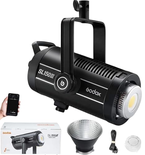Image of Godox SL150III 160W LED Video Light, 73,600Lux SL150W LED Continuous Light, Studio Bright with Bowens Mount Bluetooth APP Control, 8 FX Effects, Silent Mode for Photography&Filming