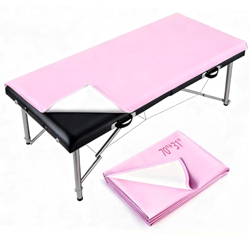 ASTONFOG 70 * 32 Inch Lash Bed Cover, PU Leather Massage Table Bed Cover, Waterproof Wax Table Cover Non-Sticky Sugaring and Waxing Pad for Grafting Eyelash Beds Massage Tables, SPA, Beauty (Pink)