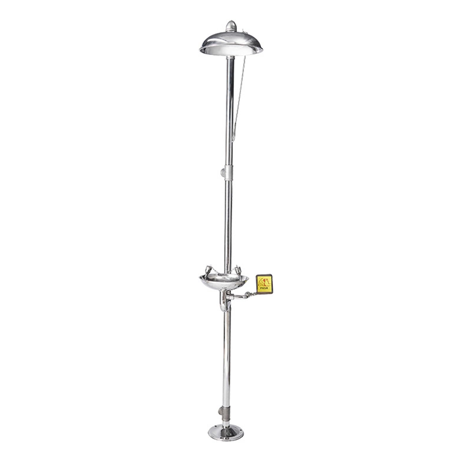 Estación de Ducha Lavaojos, Emergencia Lavaojos Acero Inoxidable 304 con Caudal de Agua Lavaojos de 12L/min, Sistema Lavaojos y Ducha para Laboratorio Fábrica Escuela