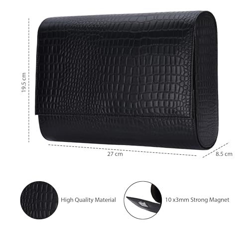 Image of THE CASE PU Leather Premium Smart Watch Case for Men & Women For 8 Slots Watch Roll Organizer with Croco Print