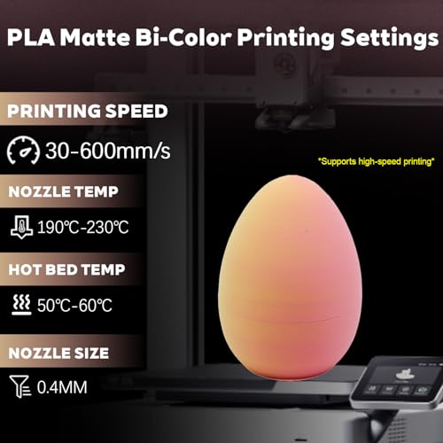 Image of Matte Dual Color Yellow Pink PLA 1.75mm 1kg 600mm /s 3D Printer Filament | Matte finish Bi Yellow Pink Coextrusion Hide layer lines Rapid color change High Speed 1kg spool 2.2lbs for Bambu Creality