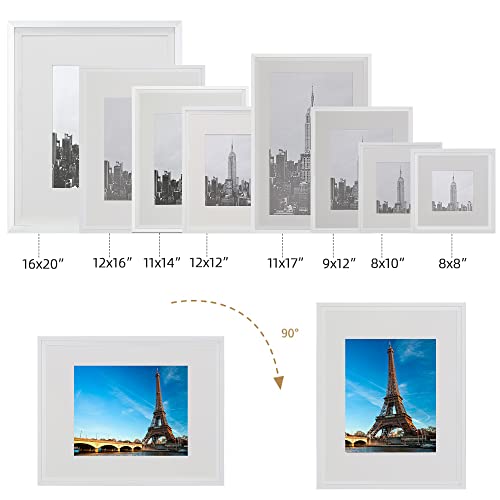 Hoture Photo Frame Set, 5 Pieces, Display Pictures Includes Pad And Without Pad, Wall Gallery Photo Frames (8X10, Matte White) #TOP5