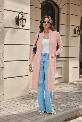 Image of GRACE KARIN Essential Solid Open Front Maxi Long Knitted Cardigan Sweater for Women