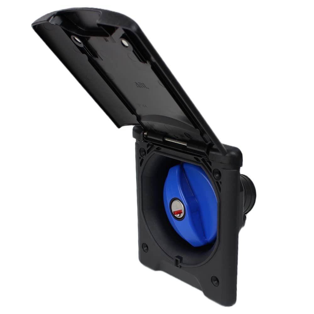 Bec de remplissage + bouchon de réservoir d'eau douce pour caravane, camping-car et bateau avec couvercle magnétique 40 mm noir