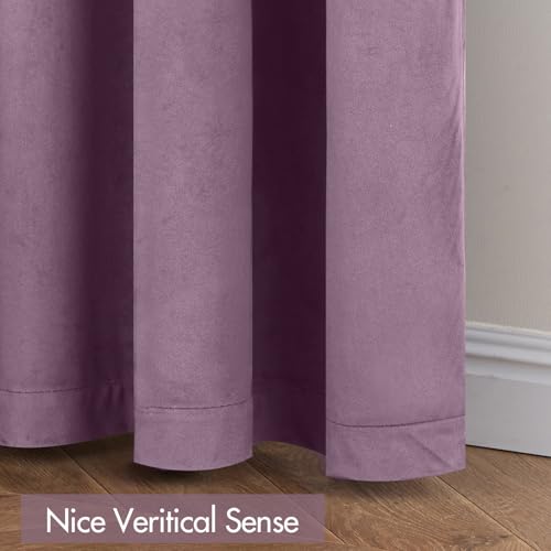 Image of MIULEE Lavender Blackout Velvet Curtains Drapes 108 Inch Long 52 inchx108 inch | Luxurious Bedroom Living Room Decor, Room Darkening, Thermal Insulated, Rod Pocket Design, Super Soft Fabric, Extra Long