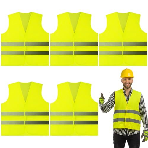 Kezidhp Chaleco reflectante para coche, 5 unidades, chaleco de seguridad para coche, chaleco de seguridad para niños y adultos, chaleco de seguridad de alta visibilidad, chaleco antipinchazos, para