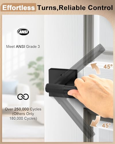 Poignée de porte intérieure moletée au design réversible carré - 4