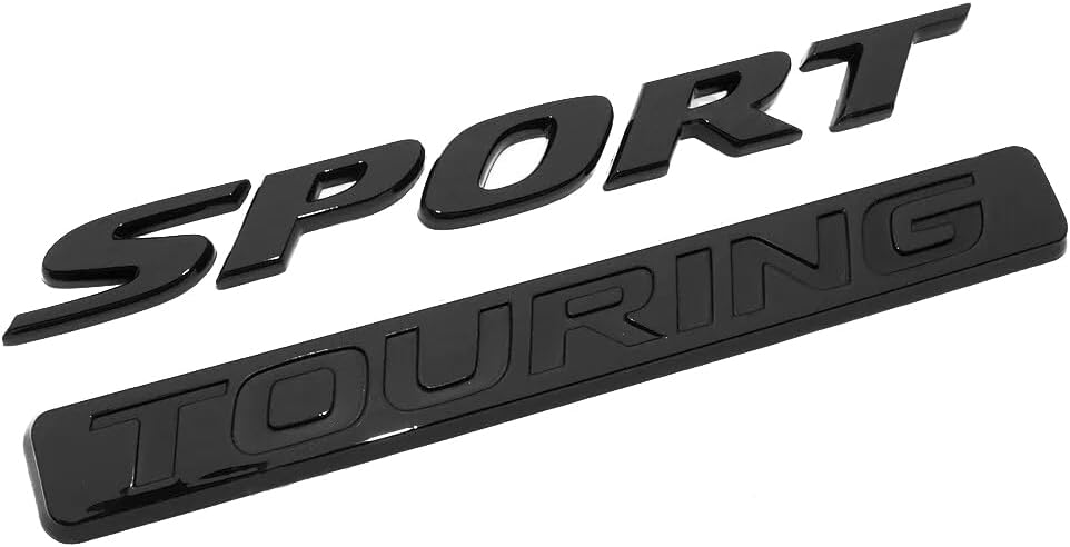 2Pc Sport Touring Rear Trunk Letter Logo Badge Emblem Nameplate (Black)