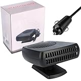 12V 200W Portable Car Heater & Defroster - 12 Volt Plug in Car Heater for Vehicle, Windshield Defogger with 360° Rotation (Black)