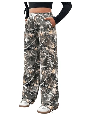 SOLY HUX Girl's Camo Wide Leg Pants Drawstring Waist Baggy Sweatpants with Pocket4