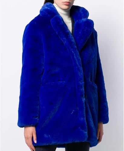 Manteau chaud en laine d'agneau douce polaire isolant bleu M - 3