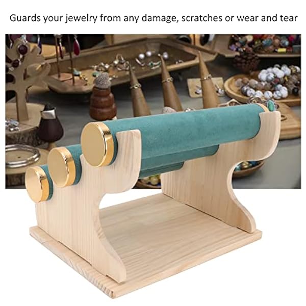 Armband houder, verwijderbare houten 3 Tier sieraden display stand, fluwelen sieraden houder, stabiele armband stand, horloge houder voor pols, thuis, winkel, showcase, opslag(Groente)