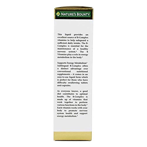 Nature'S Bounty 181900 B Complex With B12 Sublingual Liquid Fast Acting Dietary Supplement, Unflavored, Gluten Free thumb #2