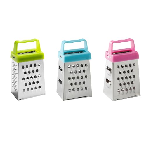 3 Pcs Mini Grateres,Box Graters,Grater for Kitchen,Nutmeg Grater,Small Grateres,Small Cheese graters Stainless Steel Box,for Grating Garlic Nutmeg Chocolate Parmesan Dishwasher Safe(Red,Bule,Purple)