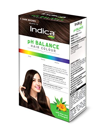 Indica pH Balance Long Lasting Dark Brown Hair Color with the Goodness of Aloe Vera and Marigold (Applicator Brush and Gloves Included), 40g + 40ml