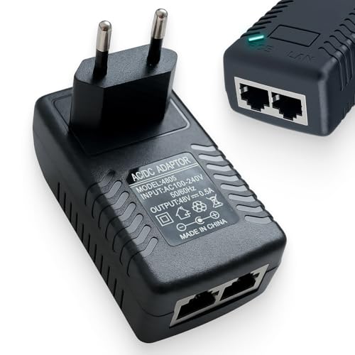 Gigabit 48V 30watt PoE Injector Adapter, 30W, für Geräte mit 802.3af Standard, Gigabit Ethernet 1000Mbps, kompatibel mit PoE-fähigen Geräten, RJ45