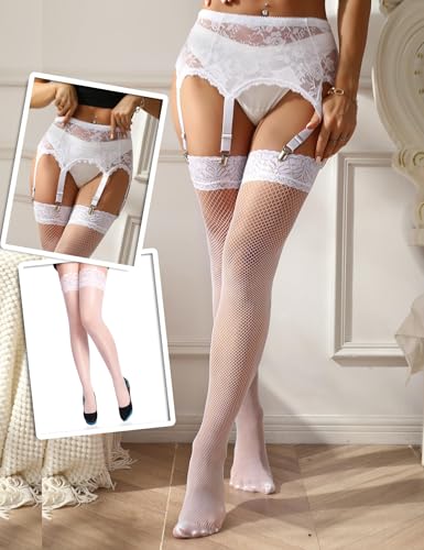 Image of ohyeah 6-Strap Easy Clip Lace Garter Belt for Thigh Highs Stockings Suspender Garter Belts Plus Size Garters Lingerie XS-4XL
