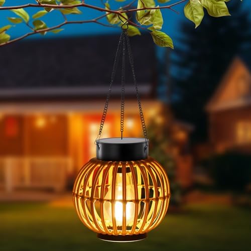 Solar Lanterns Outdoor Lights Waterproof -Hanging Hand-Woven Lant...