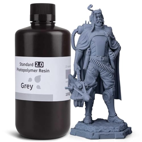 Image of ELEGOO Upgraded Standard 3D Printer Resin 2.0 405nm UV Curing Photopolymer Resin for Mars Saturn Jupiter MSLA DLP LCD 3D Printing, High Precision, Low Odor, Grey 1000g