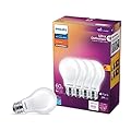 Philips LED Flicker-Free Frosted Dimmable A19 Light Bulb - EyeComfort Technology - 800 Lumen - Soft White (2700K) - 8W=60W - E26 Base - Title 20 Certified-Ultra Definition-Indoor-4 Count (Pack of 1)