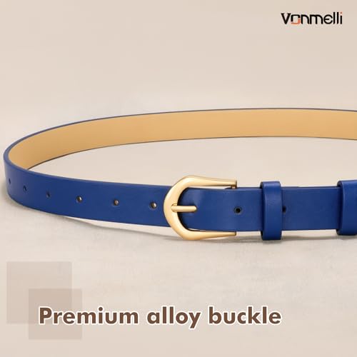 Image of VONMELLI 4 Pack Womens Thin Leather Belt Skinny Waist Belts for Women Fashion Jeans Dress with Gold Buckle