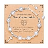 UNGENT THEM First Communion Gifts for Girls Catholic 1st Holy Communion Decorations Cross Bracelets