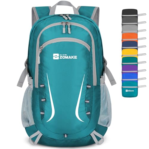 Image of ZOMAKE Lightweight Packable Backpack 35L, Foldable Backpacks Water Resistant Collapsible Light Daypack for Hiking(Turquoise Green)