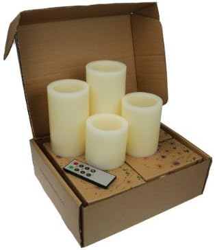 Flameless Candles; LED Candles with Remote Control, Pillar Real Wax Candles, 3-inch, 4-inch, 5-inch and 6-inch Candles Set of 4 (ROUND EDGE)