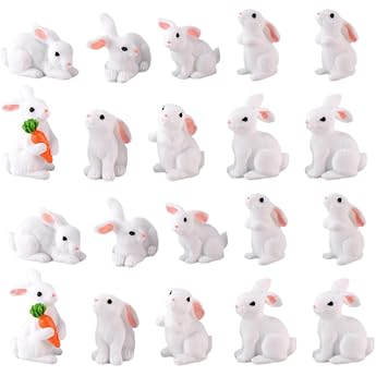 Toddmomy 24 Pieces Rabbit Ornament Made of Resin Miniature Figures for Micro Landscape Garden Decoration and Children's Party Craft Model Gifts