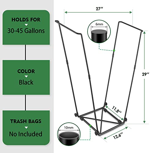 FEED GARDEN Trash Bag Holder, Outdoor Metal Leaf Bag Holder Stand, Garbage Bag Frame Holder for 30-45 Gallon Bags for Leaves, Camping, Yard Weeding, Lawn Party by FEED GARDEN - Image 3