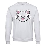 Fabulous Sweatshirt für Männer Katze Lächelnd Glücklich Japan Manga Kawai Kinderdarstellung
