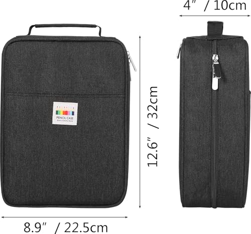 Image of JAKAGO 274 Slots Colored Pencil Case Large Capacity Pen Holder for Artist Painter Zipper Organizer Bag for Marker Highlighter Storage Case for Office Sketch Travel Supplies(Black)