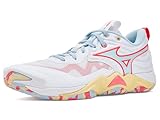 Mizuno Womens Wave Momentum Elite Volleyball Shoe, White-Calypso Coral, US Womens 8