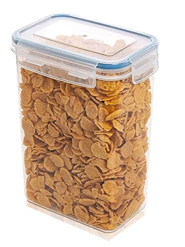 Image of Kitchen Storage Container Set of 1pc Food Safe & BPA Free Plastic Kitchen Containers and Jars 500ml Cereal Dispensers Airtight Fridge Container with Leakproof Lid (1.5L, Rectangular, Transparent)