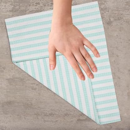 Gratico Küchentücher, Pista/Weiß, Set mit 6 schnell trocknenden Trockentüchern, sehr saugfähige Baumwolle Geschirrhandtücher, Größe 43,2 x 68,2 cm, mit Aufhängeschlaufe – Bild 7